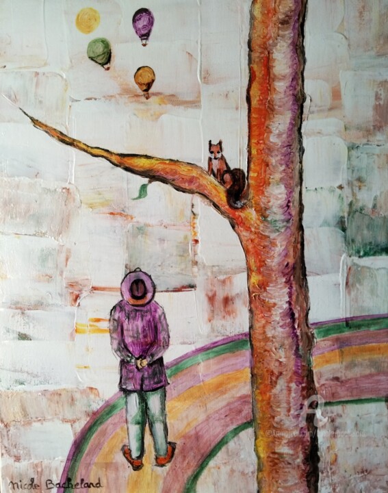 Peinture intitulée "La balade du poète" par Nicole Bachelard, Œuvre d'art originale, Acrylique Monté sur Châssis en bois