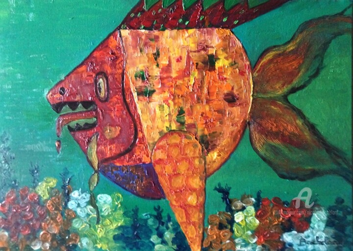 绘画 标题为“Poisson à la mexica…” 由Nicole Bachelard, 原创艺术品, 油