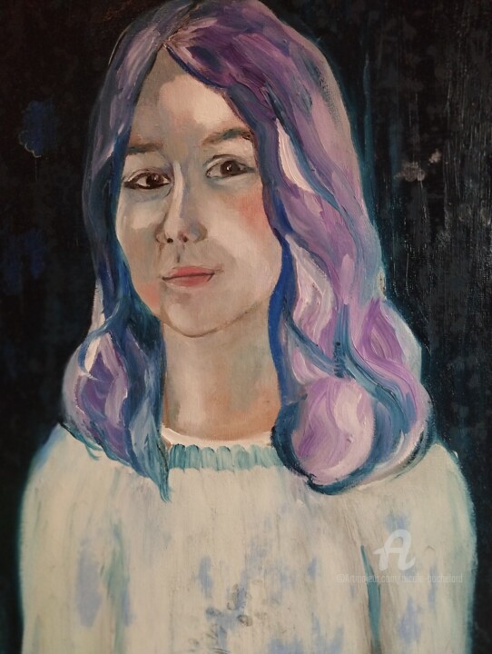 Peinture intitulée "Pauline, enfant" par Nicole Bachelard, Œuvre d'art originale, Huile Monté sur Châssis en bois
