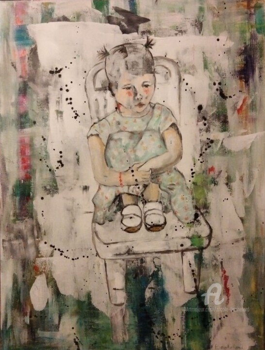Peinture intitulée "Enfant" par Nicole Bachelard, Œuvre d'art originale, Huile Monté sur Châssis en bois