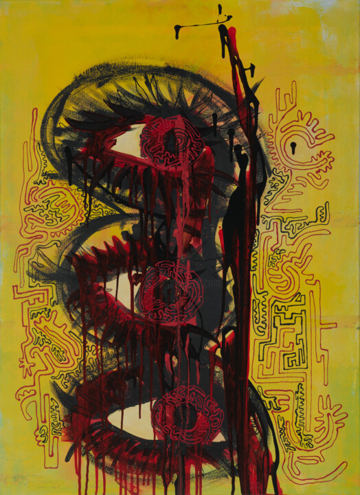 Картина под названием "The Eyes" - Nicole Bajger, Подлинное произведение искусства, Акрил Установлен на Деревянная рама для…