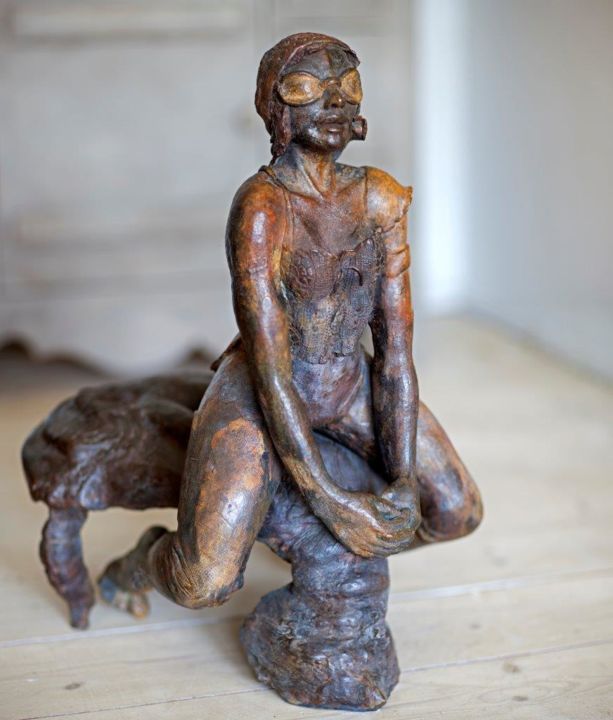 Sculpture titled "Chevauchée fantasti…" by Nicole Brousse, Original Artwork, Bronze