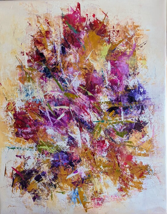Pittura intitolato "Floral acidulé" da Nicole Caron, Opera d'arte originale, Olio