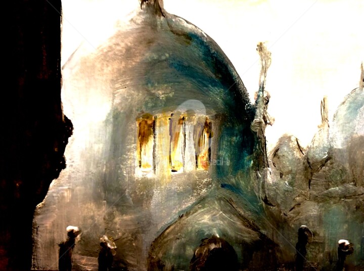 Painting titled "Cathedral" by Nicole Cecil B, Original Artwork, Watercolor