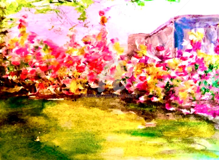 Painting titled "My beloved Springti…" by Nicole Cecil B, Original Artwork, Watercolor