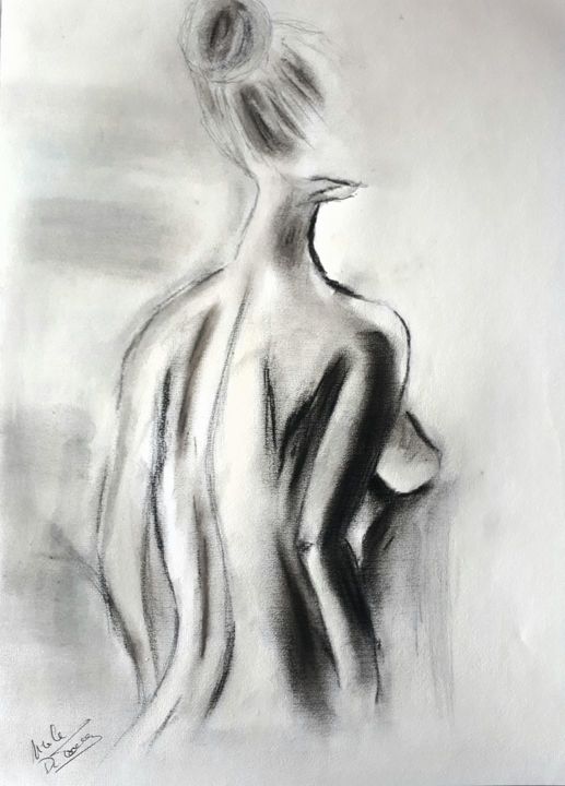 Dibujo titulada "La femme légerement…" por Nicole De Pauw, Obra de arte original, Pastel