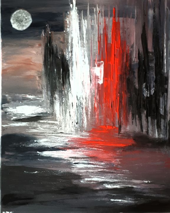 Peinture intitulée "La nuit  étoilée" par Nicole De Pauw, Œuvre d'art originale, Acrylique Monté sur Panneau de bois