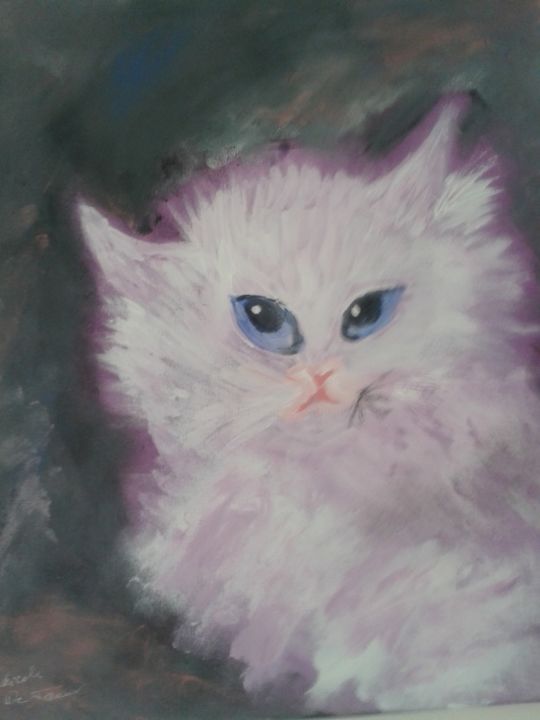 Painting titled "Chat persan" by Nicole De Pauw, Original Artwork, Oil