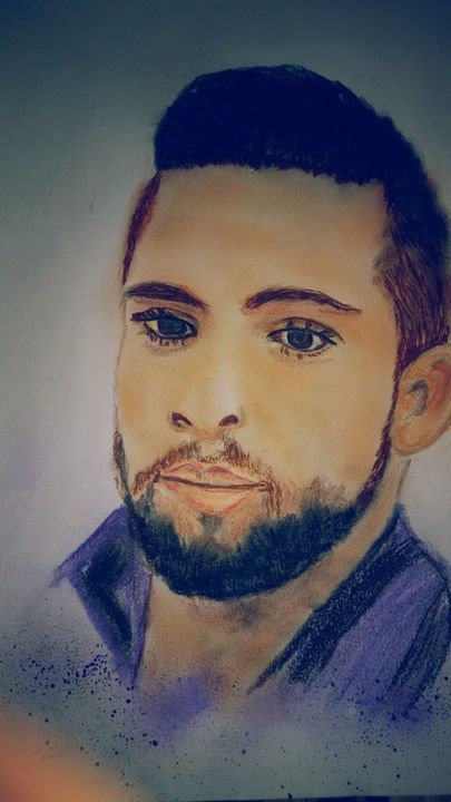 Drawing titled "Kendji le beau gitan" by Nicole De Pauw, Original Artwork, Pastel