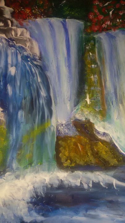 Malerei mit dem Titel "Les chutes d'eau" von Nicole De Pauw, Original-Kunstwerk, Acryl