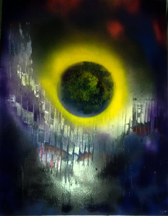 Painting titled "Le soleil autour de…" by Nicole De Pauw, Original Artwork, Acrylic