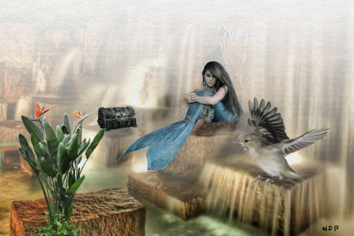 Arte digitale intitolato "La belle sirêne" da Nicole De Pauw, Opera d'arte originale, Fotomontaggio