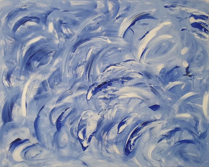 Painting titled "Dolphins blau" by Nicoletta Eckert, Original Artwork, Acrylic