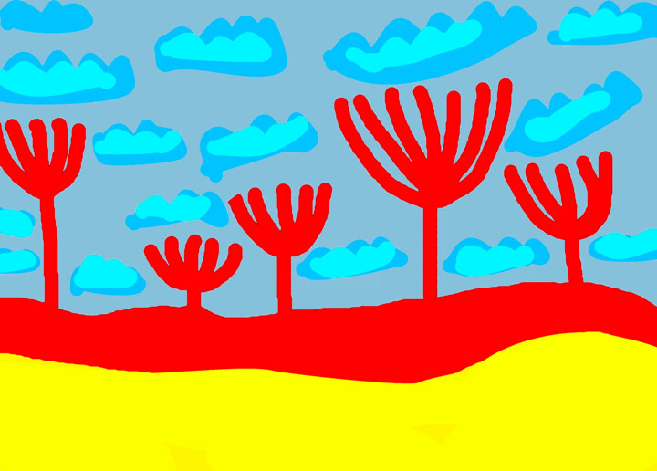 Arte digital titulada "arbres rouges" por Nicole Gix, Obra de arte original, Pintura Digital