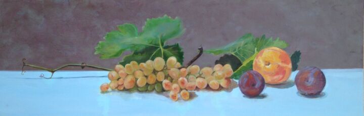 Peinture intitulée "Grappe de raisin." par Nicole Hittema-Martineau, Œuvre d'art originale, Acrylique