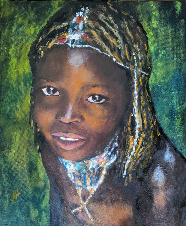 Peinture intitulée "ENFANT D'AFRIQUE" par Nicole Lavigne, Œuvre d'art originale, Huile