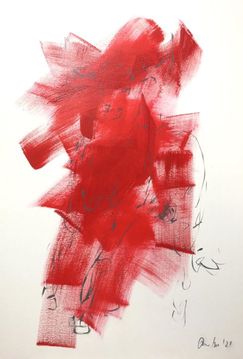 Malerei mit dem Titel "Bull - abstract - r…" von Nicole Leidenfrost, Original-Kunstwerk, Acryl