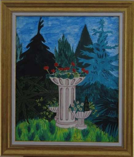 Painting titled "vasque-a-l-eden" by Nicole Lubrano-Lavadera, Original Artwork, Oil