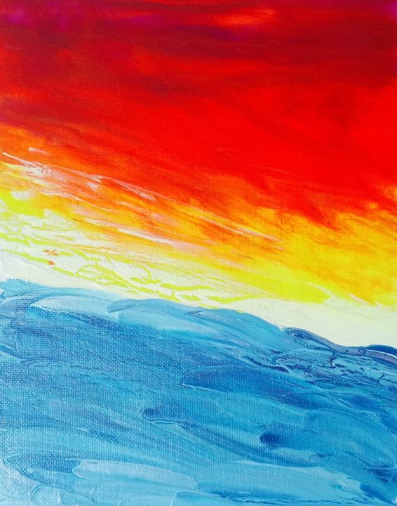 Painting titled "Expressionist Sunse…" by Nicole Marie, Original Artwork, Acrylic
