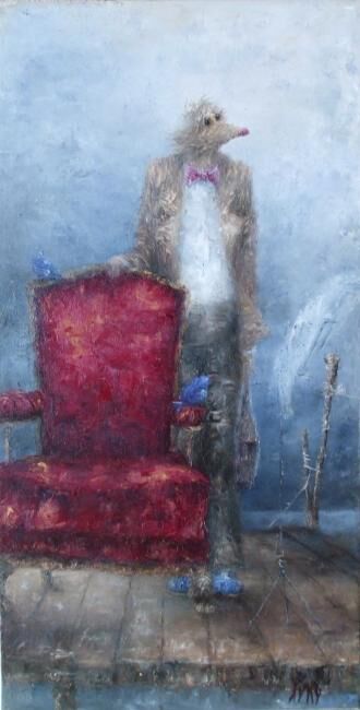 Peinture intitulée "fauteuil bordeau" par Nicole Pfund Nicolepfund Com, Œuvre d'art originale