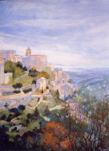 Pittura intitolato "Gordes" da Nicole Rousseau-Grolée, Opera d'arte originale