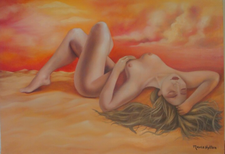 Картина под названием "Soledad en las Dunas" - Nicole Sivam (nicolesivam), Подлинное произведение искусства, Масло
