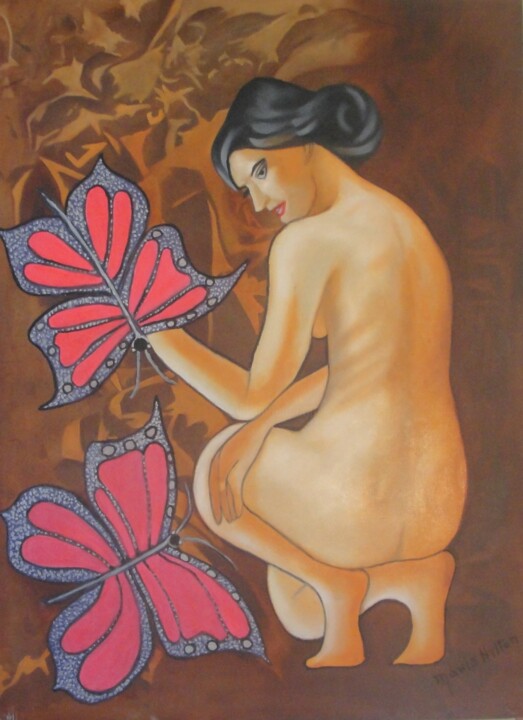 Картина под названием "Las Mariposas" - Nicole Sivam (nicolesivam), Подлинное произведение искусства, Масло