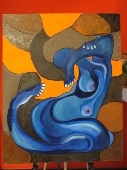 Painting titled "Azul" by Nicole Sivam (nicolesivam), Original Artwork, Oil