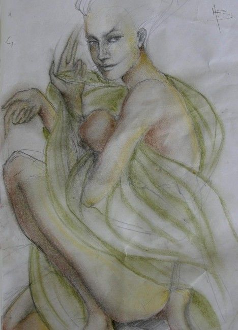 Drawing titled "madonna con bambino" by Nicole Balassone, Original Artwork