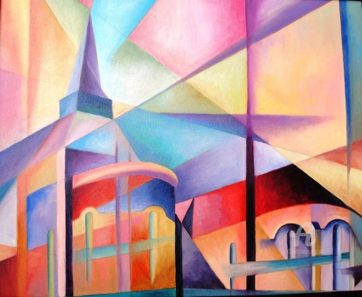 Peinture intitulée "Eglise de Boussac-B…" par Nicole Fageon, Œuvre d'art originale