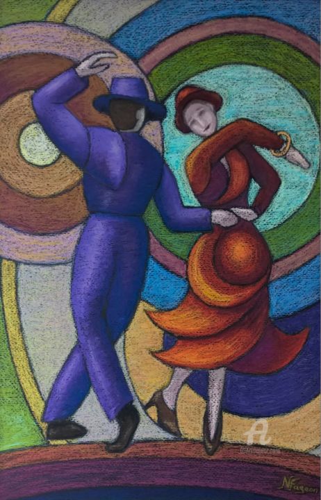 Peinture intitulée "Tango" par Nicole Fageon, Œuvre d'art originale, Huile