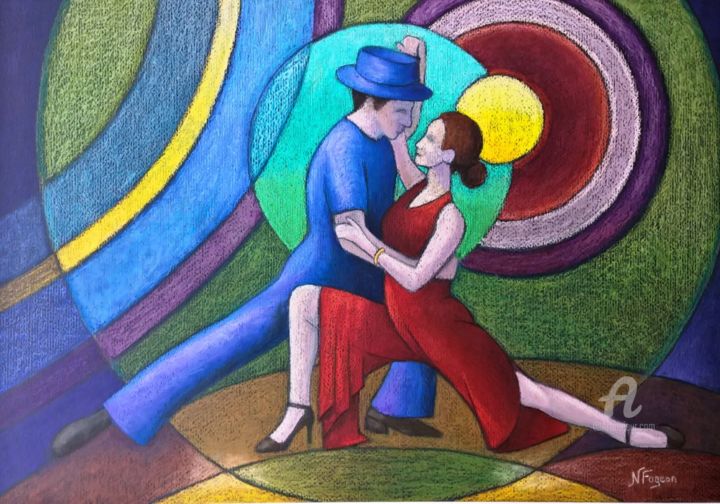 Peinture intitulée "Tango argentin" par Nicole Fageon, Œuvre d'art originale, Huile
