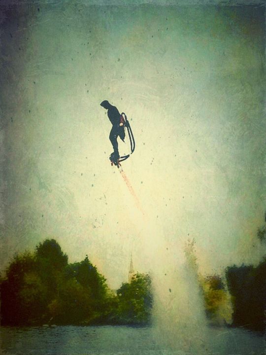 Digitale Kunst mit dem Titel "L'homme sans gravité" von Nicole Rochedix, Original-Kunstwerk, Digitale Fotografie