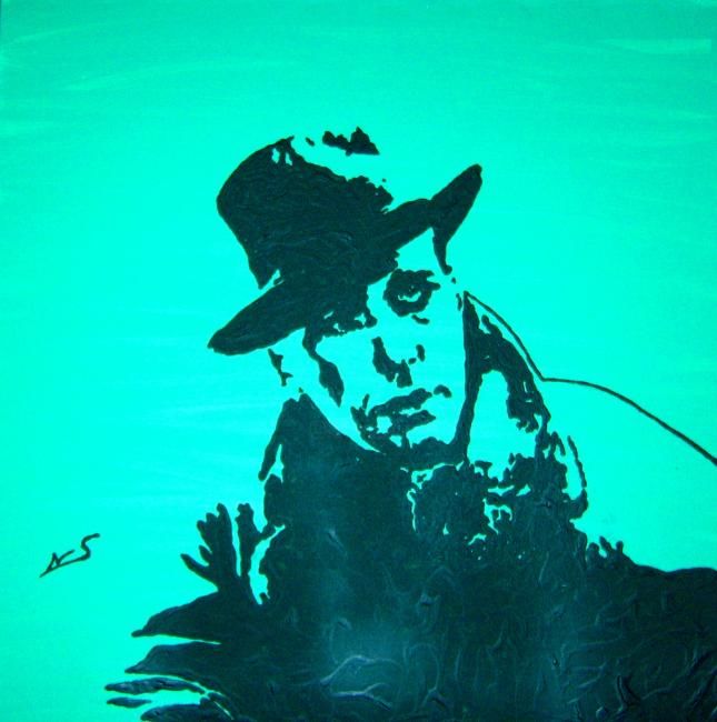 Malerei mit dem Titel "Humphrey Bogart" von Nicole Schwarz, Original-Kunstwerk, Öl