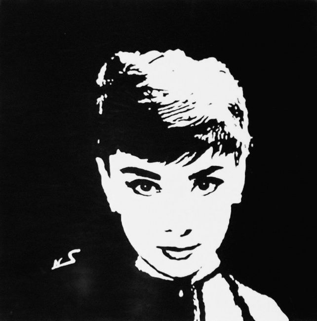 Malerei mit dem Titel "Audrey Hepburn II" von Nicole Schwarz, Original-Kunstwerk, Öl