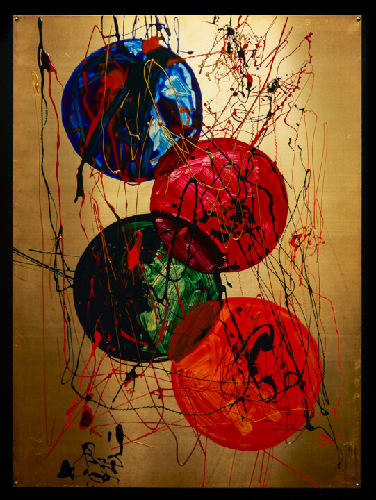 Peinture intitulée "The four Elements" par Nicoletta Belli, Œuvre d'art originale, Émail Monté sur Panneau de bois