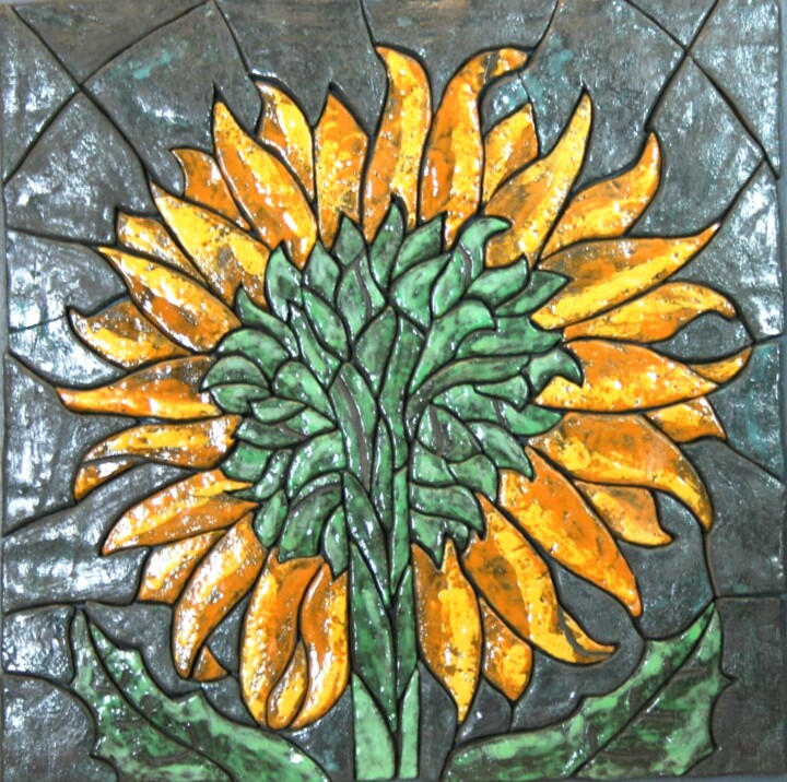 Sculpture titled "Sunflower seen from…" by Nicoletta De Francesco, Original Artwork, Ceramics