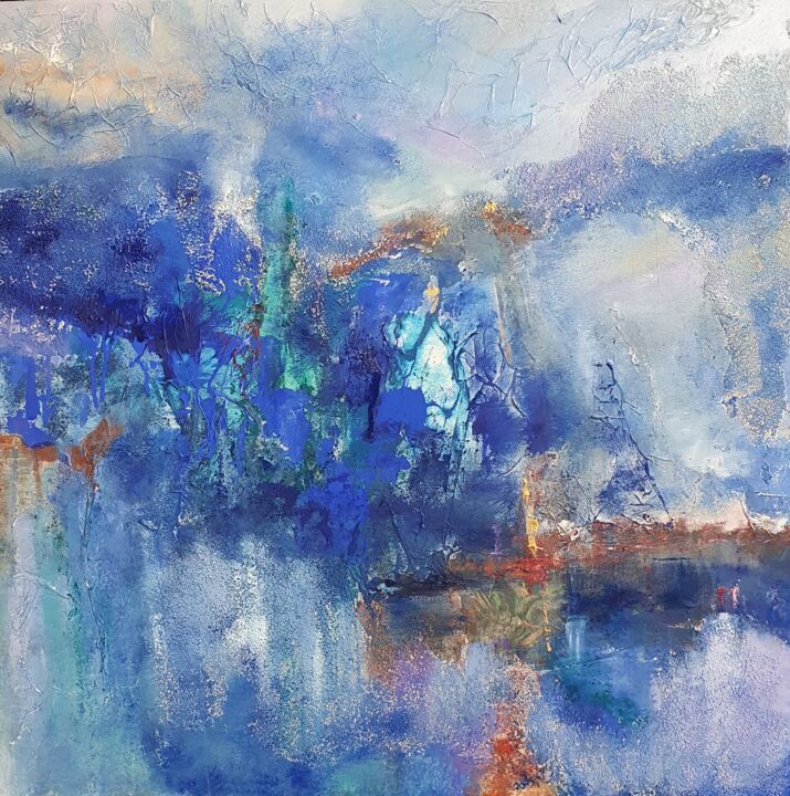 Pittura intitolato "oltremare" da Nicoletta Furlan, Opera d'arte originale, Olio