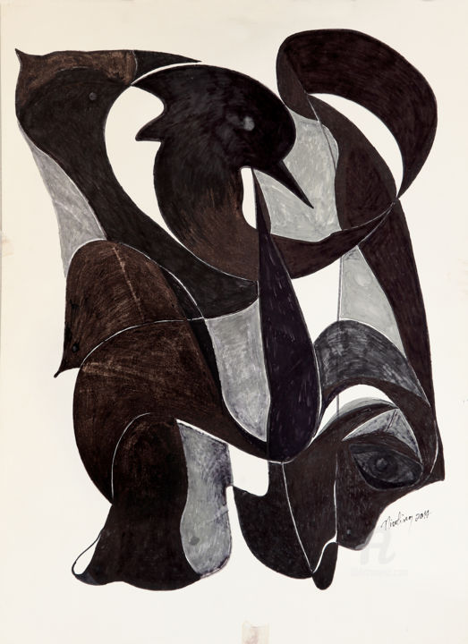 Dessin intitulée "cisne-negro.jpg" par Nicolina Maria Arantes Botelho, Œuvre d'art originale, Encre