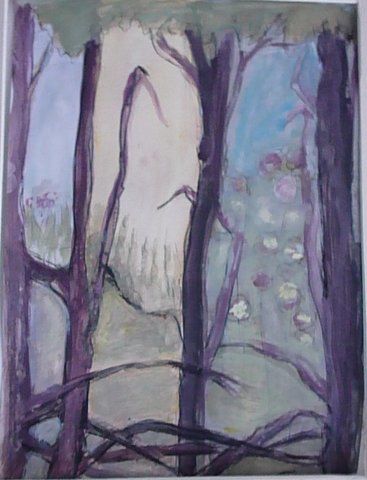 Painting titled "rideau d'arbres .jpg" by Nicolle Tardif, Original Artwork, Oil