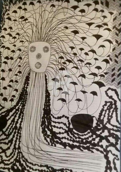 Disegno intitolato "Wasp tree" da Nicolò Nada, Opera d'arte originale
