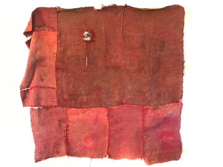 Textile Art titled "Rosso" by Nicola Tineo, Original Artwork, Patchwork Mounted on Other rigid panel