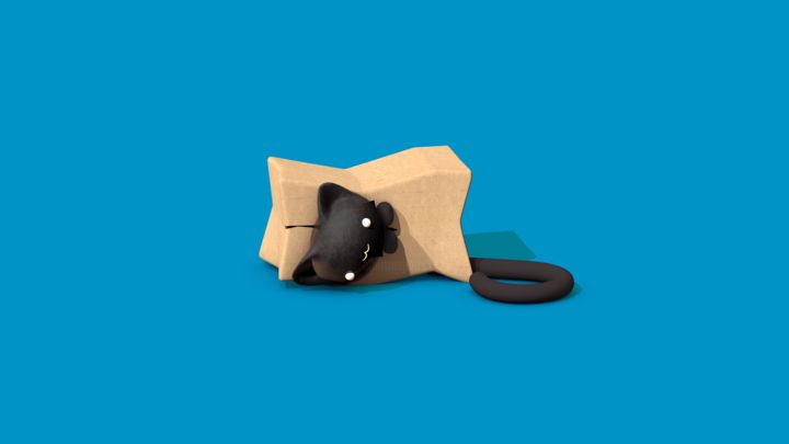 Цифровое искусство под названием "A Cat in a Box" - Nico Krohn, Подлинное произведение искусства, 3D моделирование