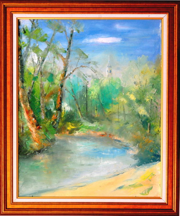 Painting titled "tinca-landscape-oil…" by Niculae Adel, Original Artwork