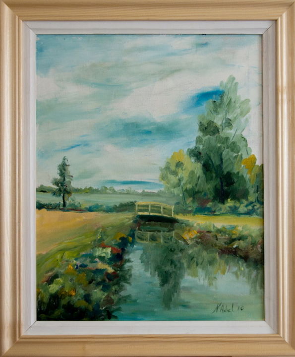 Painting titled "finland-landscape-o…" by Niculae Adel, Original Artwork