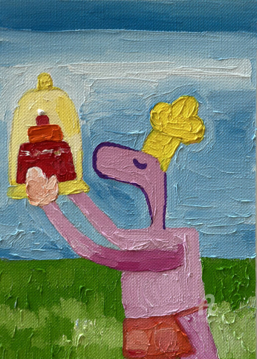 Painting titled "HANDY PASTRY PİNKO" by Nida Acun, Original Artwork, Oil
