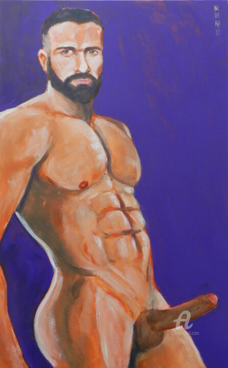 Painting titled "Latino musculoso. X…" by Nidiaz, Original Artwork, Acrylic