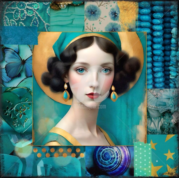 Digital Arts titled "Lady Jade" by Nidigicrea, Original Artwork, Digital Collage