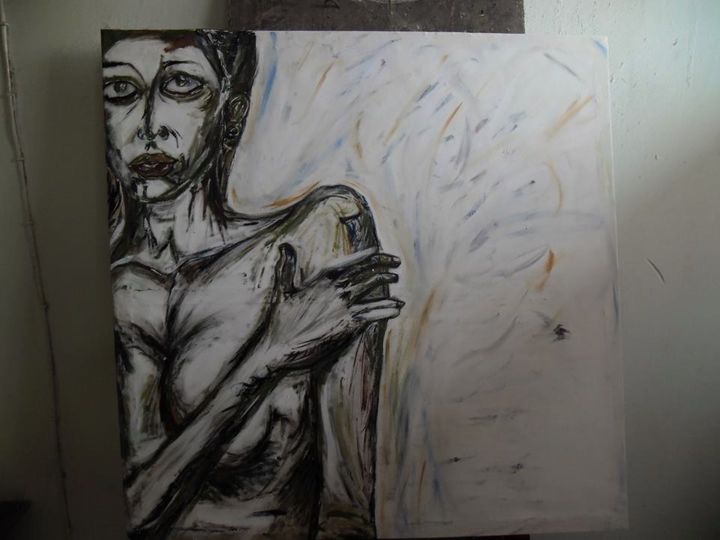 Peinture intitulée "Le regard." par Niel Mabilama, Œuvre d'art originale, Huile
