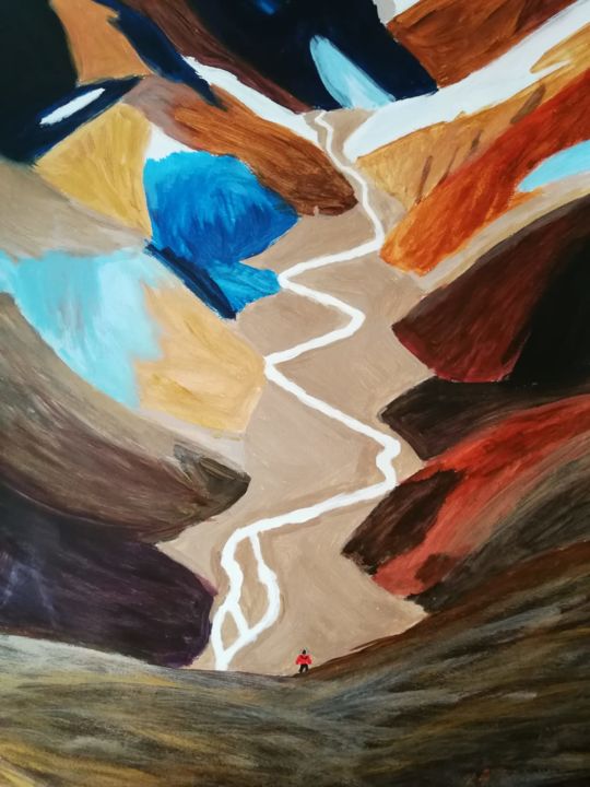 Painting titled "Mountains in Iceland" by Nienke Wildhagen, Original Artwork, Acrylic